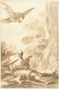 Elia gevoed door de raven door Gasparo Diziani (attributed to)