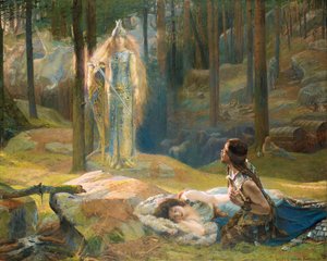 De Openbaring. Brunhilde Ziet Siegmund en Sieglinde, 1893 door Gaston Bussiere