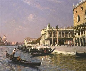 Venetië: Dogenpaleis, Marciana Bibliotheek en Santa Maria della Salute in de Verte door Gaston Hippolyte Boucart