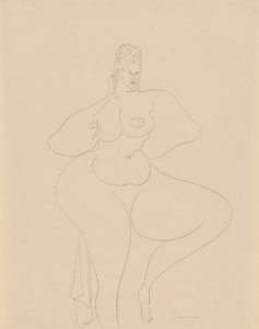 (Naakte danseres met gordijn) door Gaston Lachaise