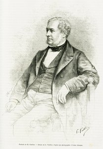 Portret van Edouard Charton. Gravure door G.Vuillier, naar een foto door Adam Salomon, ter illustratie van het artikel getiteld M. Charton door Paul Laffite in le tour du monde 1890, bewerkt door Edouard Charton (1807-1890), Hachette, Parijs. door Gaston Vuillier