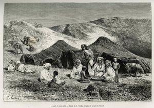 De nezla (verwant) van mijn gids. Gravure door G.Vuillier, ter illustratie van de Algerijnse Sahara, door V.Largeau, 1874-1878, gepubliceerd in 