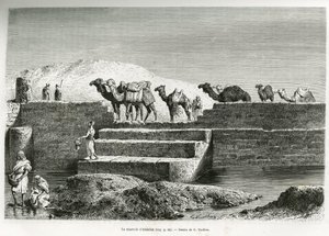 Het reservoir van Abdallah (Saoedi-Arabië). Gravure ter illustratie van het verhaal 