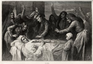 De vocero, Corsicaans funebre lied dat oproept tot wraak. Gravure en verhaal 