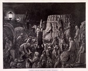 Covent Garden Market - Vroeg in de ochtend, 1872 door Gauchard Brunier