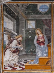 Detail van de annunciatie, uit Het leven en de passie van Christus door Gaudenzio Ferrari