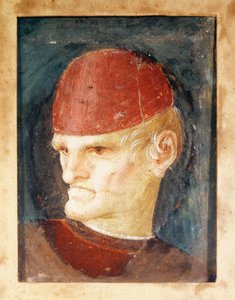 Italië, Varallo, Fragment van fresco van een hoofd door Gaudenzio Ferrari