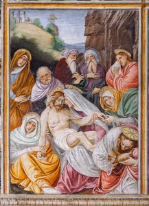 De klaagzang van de Maagd over de dode Christus, detail van Het leven en de passie van Christus door Gaudenzio Ferrari