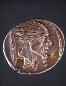 Vermoedelijk profiel van Vercingetorix op een Gallische munt. Museo del Medagliere. Milaan
