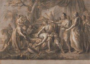 Achilles treurt om de dood van Patroclus