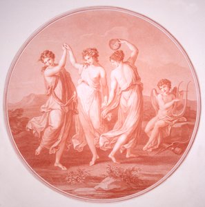 De Drie Gratiën en Cupido door Gavrila Ivanovitch Scorodomoff