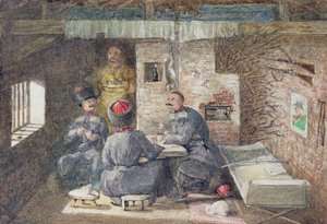 Interieur van een Kozakkenhut in Rusland, 12 mijl ten westen van Kertch, 1855