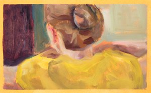 Gele trui (olieverf op papier)