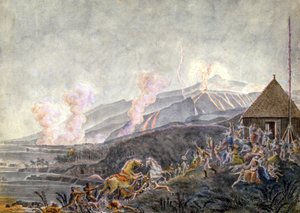 Paniek tijdens de uitbarsting van Piton de la Fournaise door Genevieve Sophie Marie Adele Patu de Rosemont
