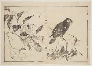 Twee stukken met vogels en bloemen door Gensho Gensho