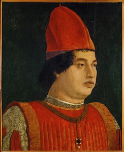 Gianfrancesco Gonzaga, markgraaf, vorst van Mantua ... (olieverf op hout) door Gentile Bellini