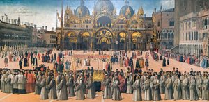 Processie op het San Marcoplein door Gentile Bellini