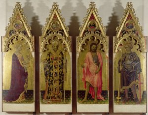 Vier Heiligen van het Quaratesi Polyptych: Maria Magdalena, St. Nicolaas, St. Johannes de Doper en St. Joris, 1425 door Gentile da Fabriano