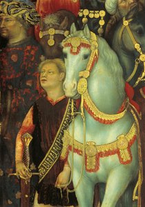 De Aanbidding der Wijzen, detail van paarden door Gentile da Fabriano