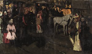 Een zondagavond op de Dam, Amsterdam, ca. 1895 door Georg Hendrik Breitner