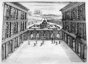 Kasteel en tuindesign, 1664 door Georg Andreas Bockler