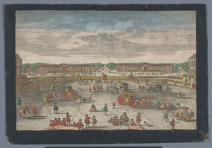 Gezicht op de stallen van het Paleis van Versailles