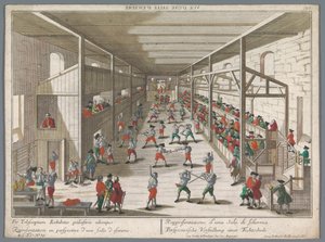 Gezicht op een schermschool door Georg Balthasar Probst