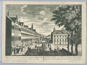 Kijkdoos, Uitzicht op de Vijver bij de Schiettuin in Den Haag door Georg Balthasar Probst