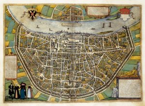 Plan van de stad Burgos in Spanje door Georg Braun