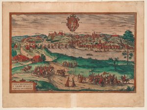Grodno Uit: Civitates orbis terrarium, 1577 door Georg Braun und Franz Hogenberg