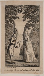 Illustratie met dame en heer in een park door Georg Christian Schule