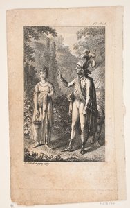 Illustratie met heer en dame in landschap door Georg Christian Schule