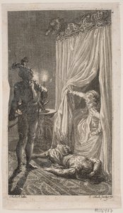Illustratie met slaapkamer scène door Georg Christian Schule