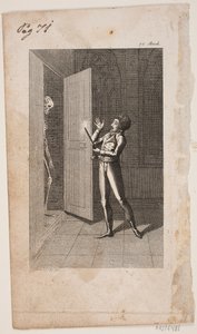 Illustratie met jonge man en skelet