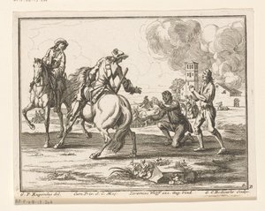 Cavaleristen nemen vee in beslag door Georg Conrad Bodenehr
