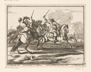 Ruitergevecht door Georg Conrad Bodenehr