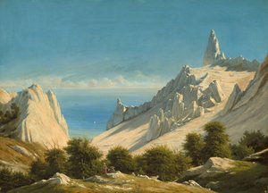Uitzicht op Sommerspiret, de kliffen van Møn, 1846