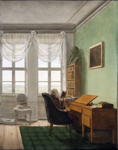 Duits:  Reinhards Studierstube De studeerkamer van kappelaan Reinhard door Georg Friedrich Kersting