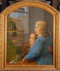Twee Kinderen voor een Papegaaienkooi door Georg Friedrich Kersting