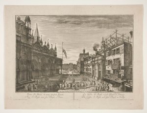 De straat Saint Bassi en zijn tempel in Venetië door Georg Gottfried Winckler