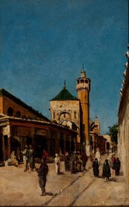 Straat in Tunis door Georg Grimm
