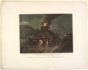 Een gebouw van een ijzergieterij door Georg Haas