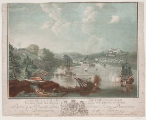 Uitzicht op de stad Frederikshald door Georg Haas