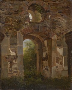 Poort in de ruïne van het Heilig-Kruis-Klooster bij Meissen door Georg Heinrich Crola