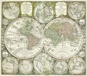 Wereldkaart, 1744 door Georg Matthäus Seutter