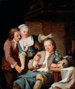 Een bedrogen echtgenoot wijn en liefde, 1765 door Georg Melchior Kraus