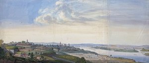 Gezicht op Mainz na het beleg van 1793