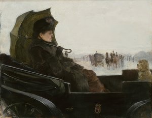 Dame in landauer, Parijs. Omstreeks 1881-83 door Georg Pauli