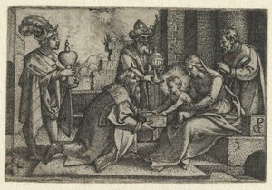 Aanbidding der koningen door Georg Pencz