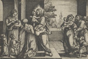 Christus en de kinderen door Georg Pencz